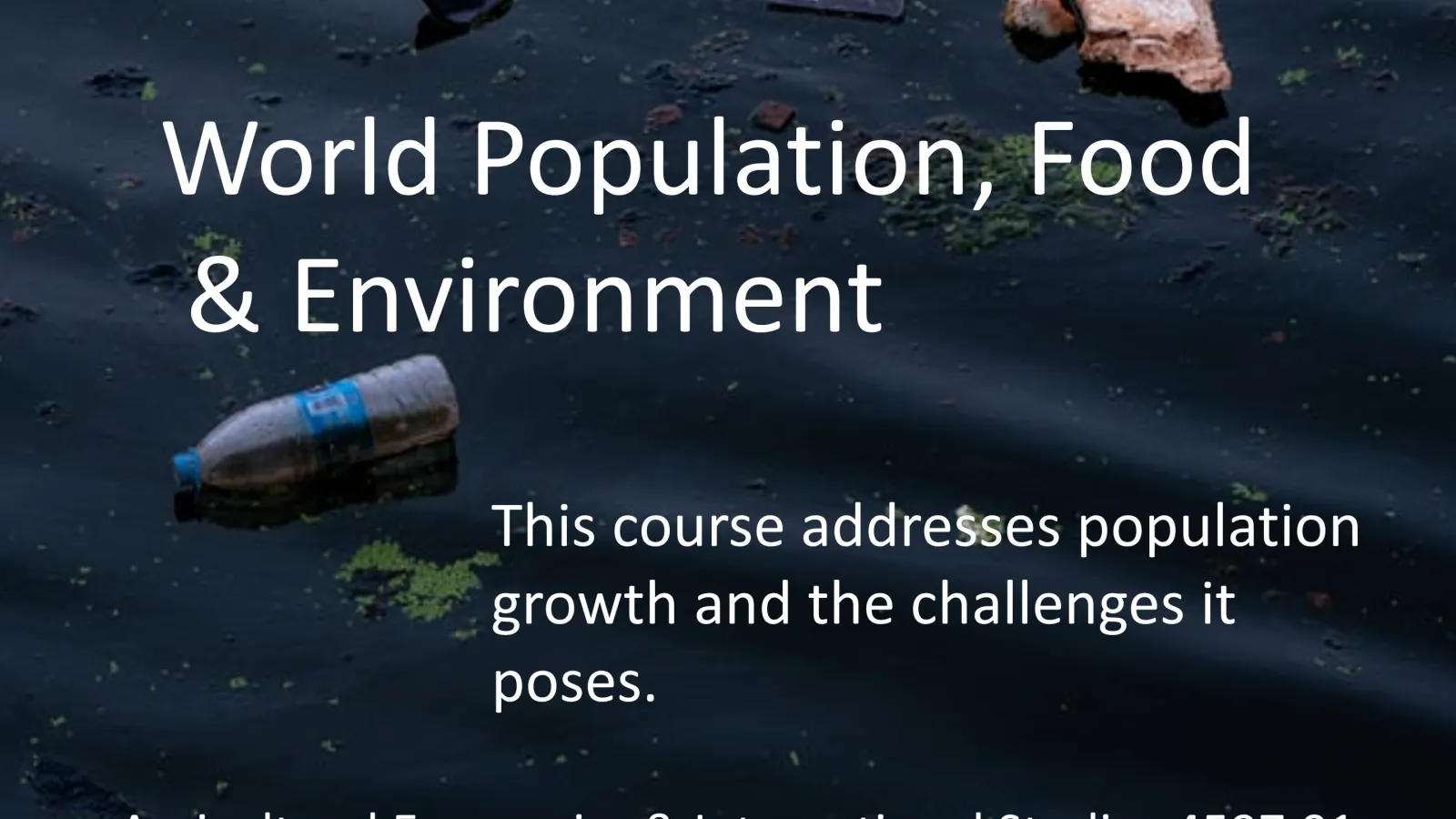 World Population, Food and Environment course flyer